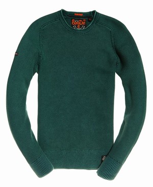 Superdry Garment Dye L.A.Textured Crew Neck Férfi Ugró Zöld | HFQWG7048